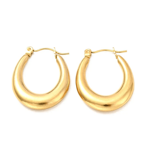 Boucles D'oreilles Créoles Dorées - Acier Inoxydable, Dormeuses, Neuf étiquettes