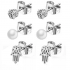 Lot de 3 Paires de Boucles d’Oreilles – Acier Inoxydable Argenté