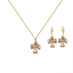 Parure Femme : Chaîne + Pendentif Croix En Acier Ou Plaque Or Cuivre - Neuf Avec étiquettes