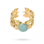 Bague Acier Doré Pierre Naturelle Amazonite