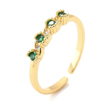 Bague Couronne d'Émeraude Scintillante Plaqué Or