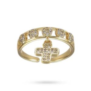 Bague Croix Breloque Zirconiums