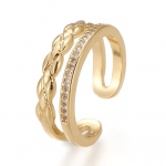Bague Double Rang Tressé Plaqué or
