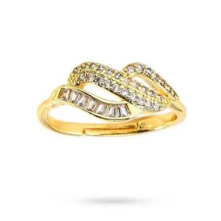 Bague Entrelacée Zirconiums Blancs