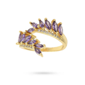 Bague Femme Pétales de Fleur & Zirconiums