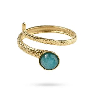 Bague Femme Serpent & Amazonite – Acier Inoxydable