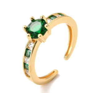 Bague Impériale Éclat Vert Plaqué Or