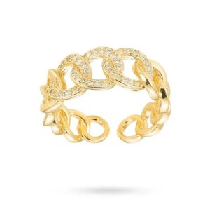 Bague Maillons Chaîne Zirconiums