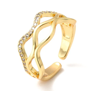 Bague Ondulations Dorées Plaqué Or