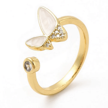 Bague Papillon de Nacre Plaqué Or