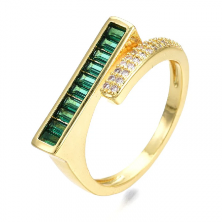 Bague Réglable Graphique Lignée de Diamant CZ Vert