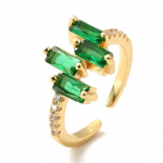 Bague Réglable Vert Impérial Plaqué Or