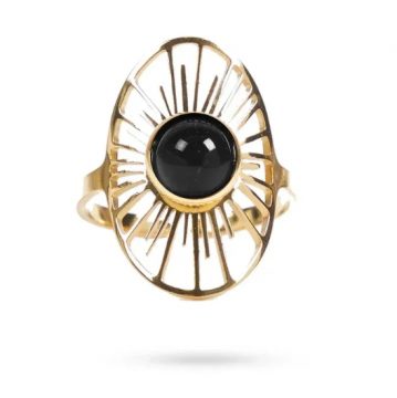 Bague Soleil Agate Noir
