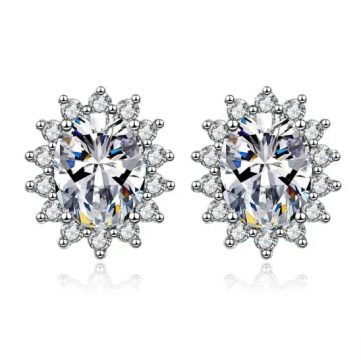Boucles d'Oreilles Argent Solitaire Entourage