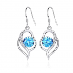 Boucles d’Oreilles Coeur Argent 925 Oxyde Bleu
