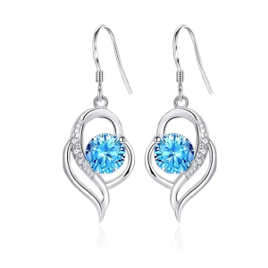 Boucles d’Oreilles Coeur Argent 925 Oxyde Bleu