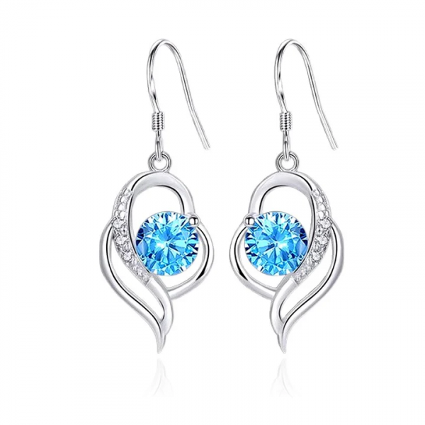 Boucles d’Oreilles Coeur Argent 925 Oxyde Bleu