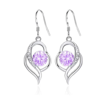 Boucles d’Oreilles Coeur Argent 925 Oxyde Mauve