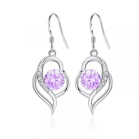 Boucles d’Oreilles Coeur Argent 925 Oxyde Mauve