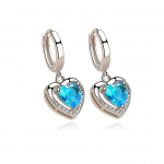 Boucles d’Oreilles Coeur Bleu Argent 925 Zirconiums