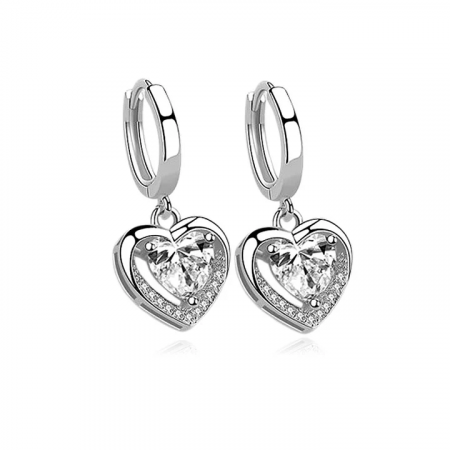 Boucles d’Oreilles Coeur Zirconiums Argent 925
