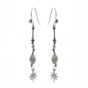 Boucles d’Oreilles Etoile Tombantes Pierre Labradorite