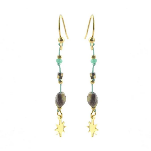 Boucles d’Oreilles Etoile Tombantes Pierre Turquoise d'Afrique