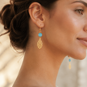 Boucles d’Oreilles Oriental Gemme Turquoise