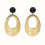 Boucles d'Oreilles Pendantes Agate Noir