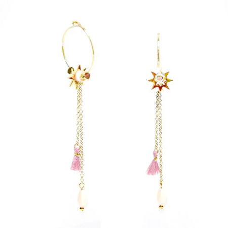 Boucles d'Oreilles Tombantes Créoles Gemme Violette