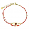 Bracelet Acier 3 Rangs Pierre Agate Rouge