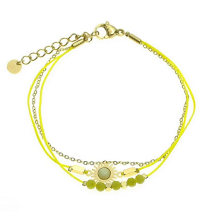 Bracelet Acier 3 Rangs Pierre Moutarde