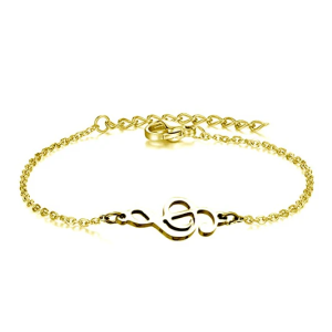 Bracelet Clé de Sol Acier Inoxydable Doré