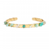 Bracelet Jonc Amazonite Naturelle Acier Doré