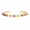 Bracelet Jonc Améthyste Naturelle Acier doré