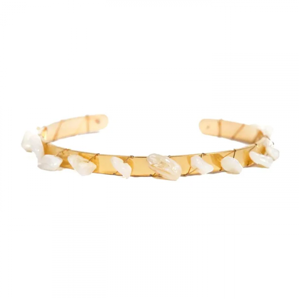 Bracelet Jonc Nacre Naturelle Acier doré