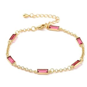 Bracelet Souple Diamant CZ Rectangle Rose