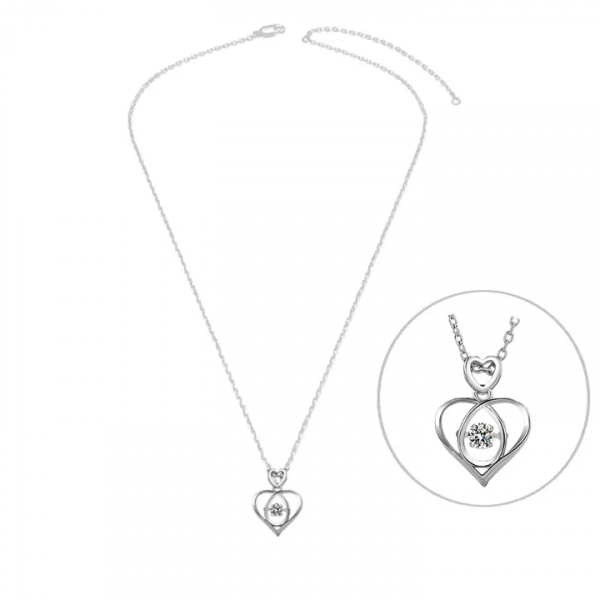 Collier Coeur Entrelacé Argent 925 Oxyde Blanc