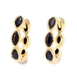 Créoles Plaqué Or Zirconiums Noirs