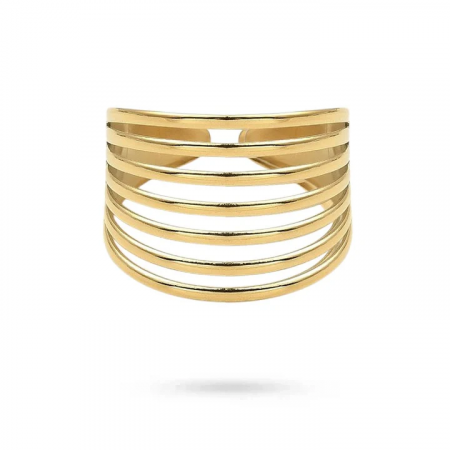 Bague Femme 7 Rangs – Acier Inoxydable Doré