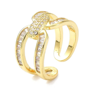 Bague Femme Large & Zirconiums – Plaqué Or