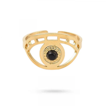 Bague Femme Oriental Protecteur – Acier Inoxydable Doré