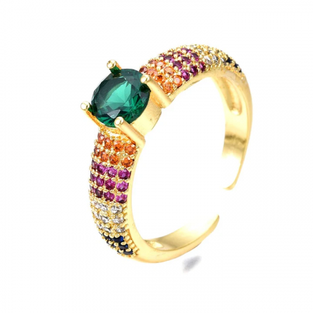 Bague Femme Zirconiums Colorés – Plaqué Or