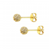 Boucles d’Oreilles Boule Zirconiums – Plaqué Or