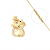 Collier Chat Plaqué Or & Diamant CZ