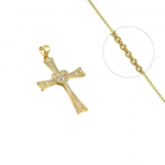 Collier Croix Coeur Zirconiums Sertis Plaqué Or