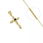 Collier Croix Éclat Noir & Blanc – Plaqué Or