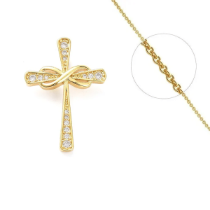 Collier Croix Infini – Zirconiums & Plaqué Or