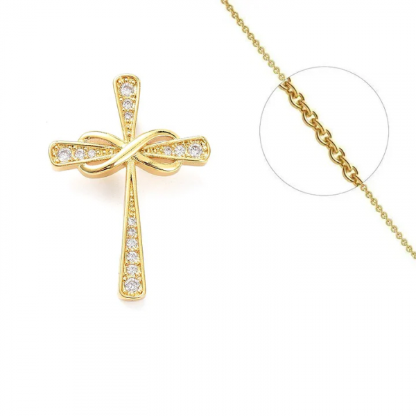 Collier Croix Infini – Zirconiums & Plaqué Or