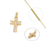 Collier Croix Zirconiums Sertis Plaqué Or